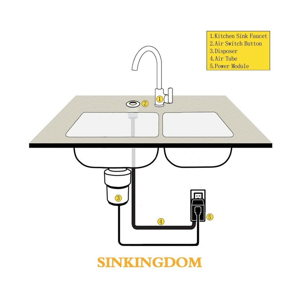SINKINGDOM Garbage Disposal Air Switch Kit with with Long Button, Champagne B...