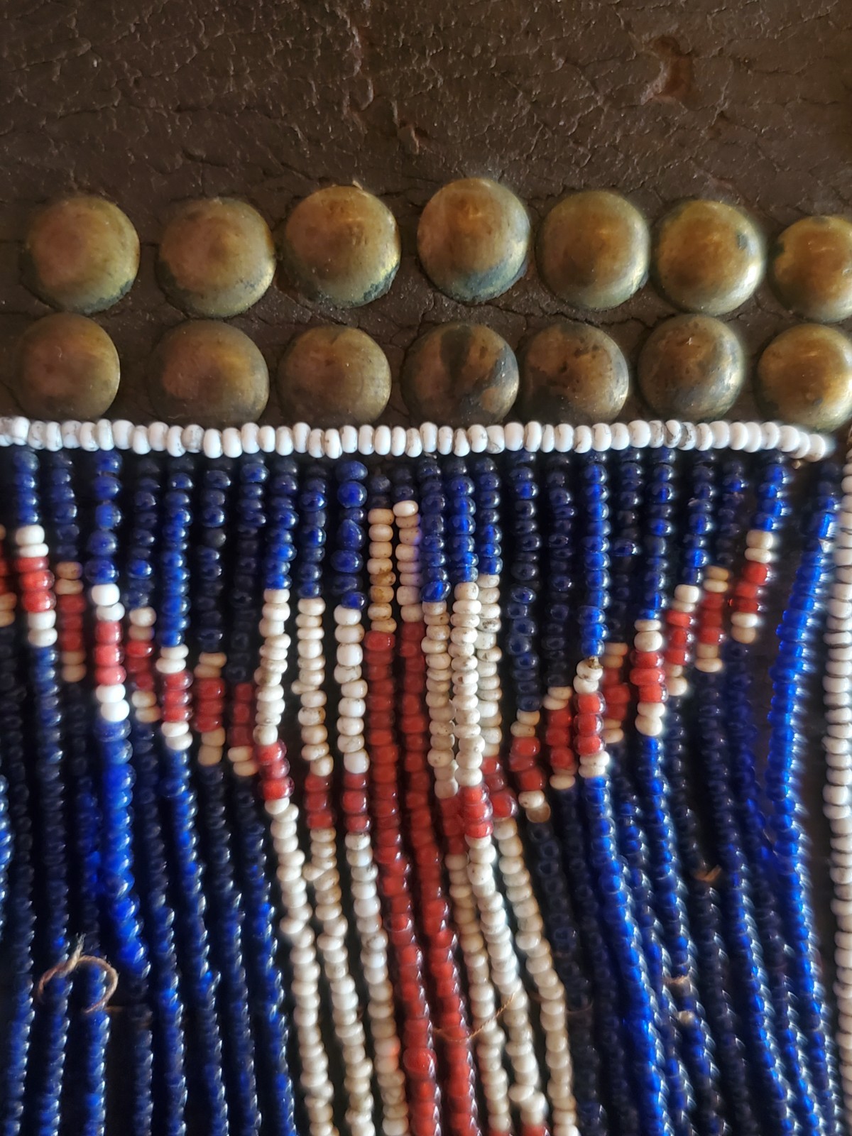 Antique OLD Native American Indian beaded warrior tacked belt Nez Perce 19th c.