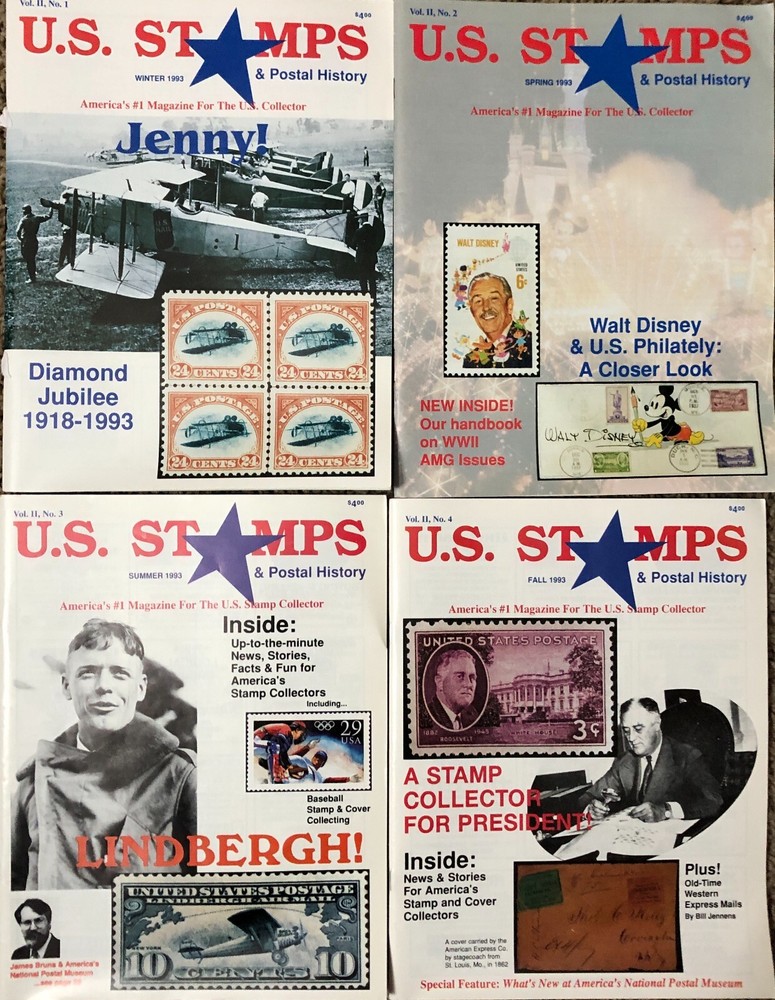 U.S. Stamps & Postal History 1993 Magazine 4 Issues Vol. 2 No. 1,2,3,4
