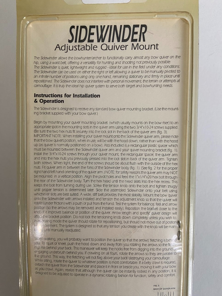 Bohning SIDEWINDER Archery Adjustable Quiver Mount