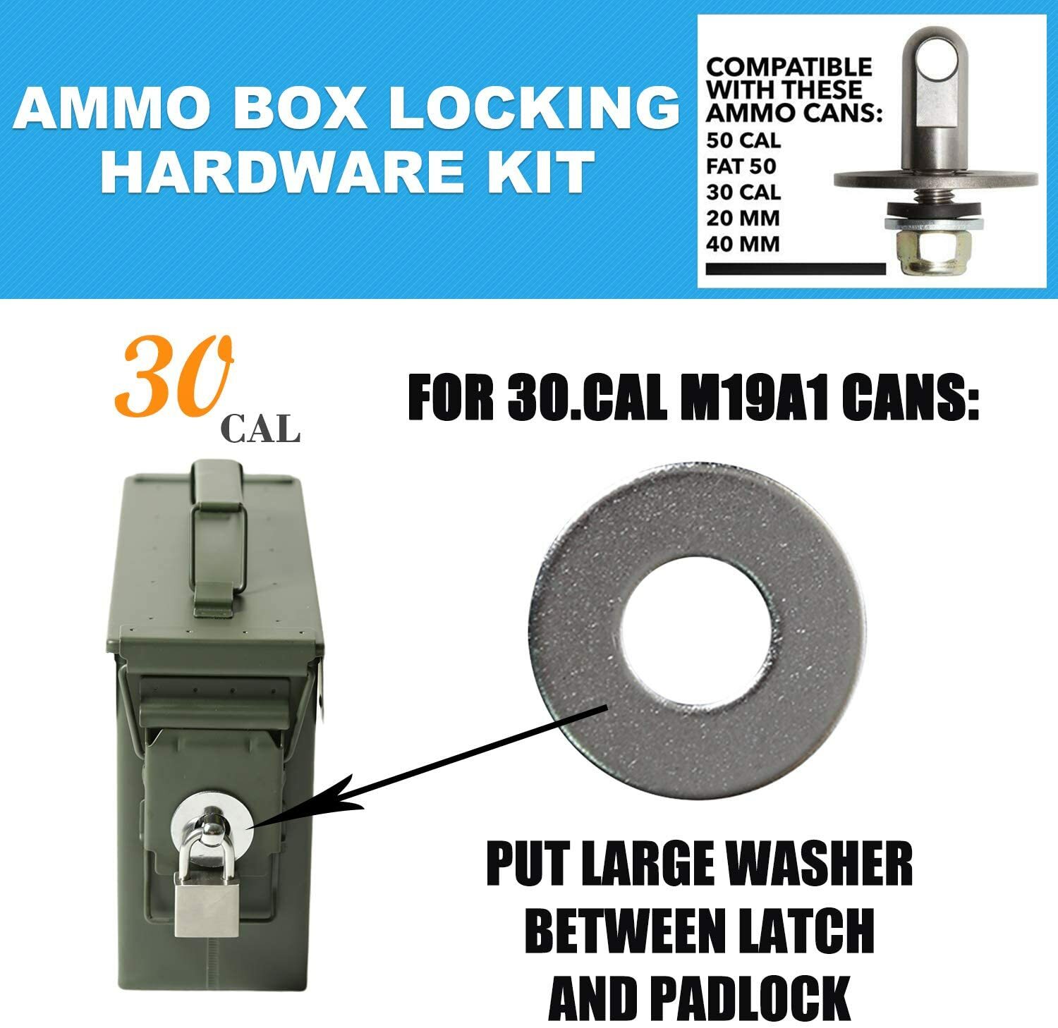 2Pack Ammo Box Lock Kit Ammo Can 30 50 Steel Gun Safe Box Hardware Locking Set