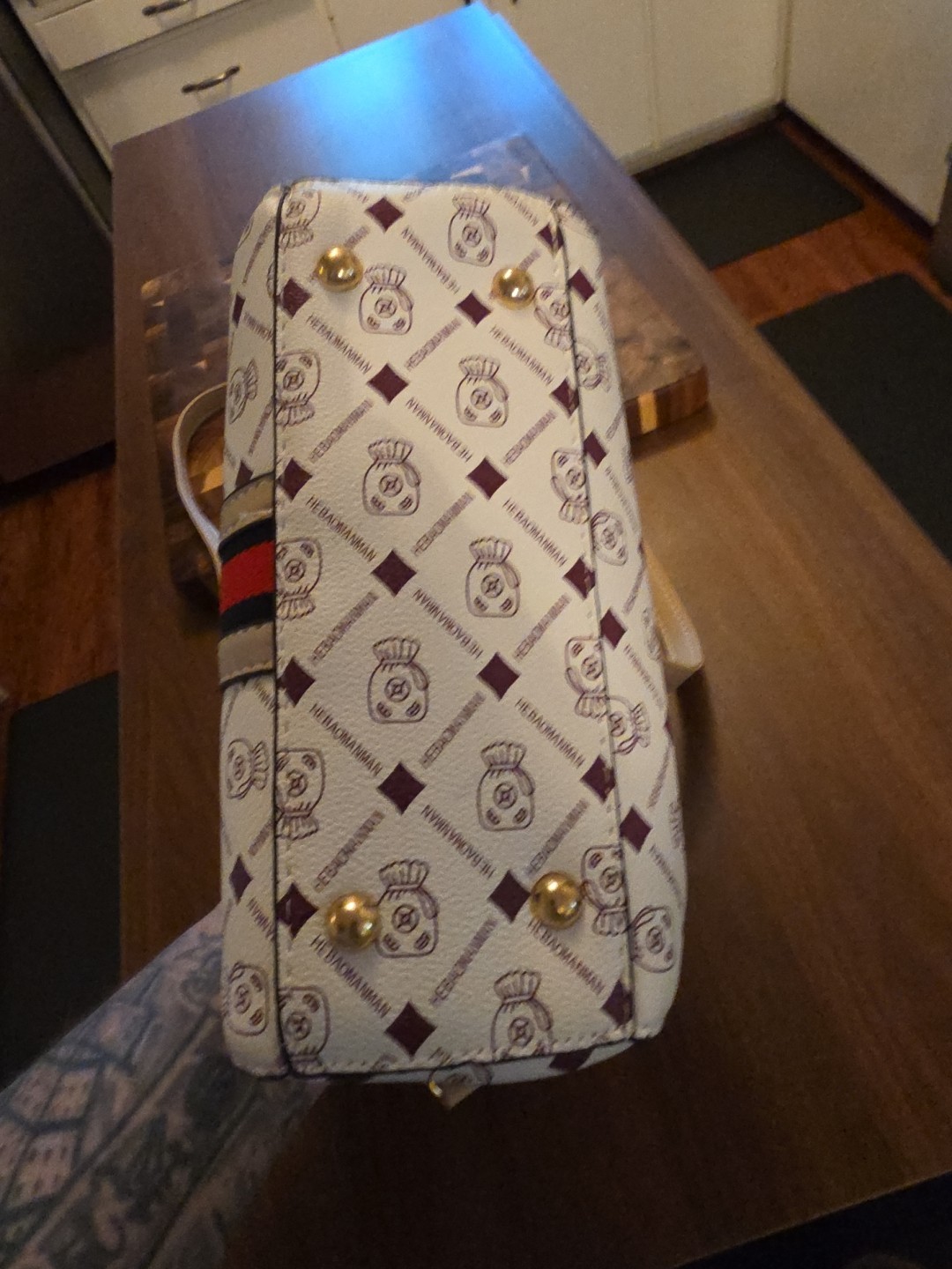 HEBAOMANMAN Mickey Mouse Beige Handbag Disney Top Handle Purse Wallet Beige Red