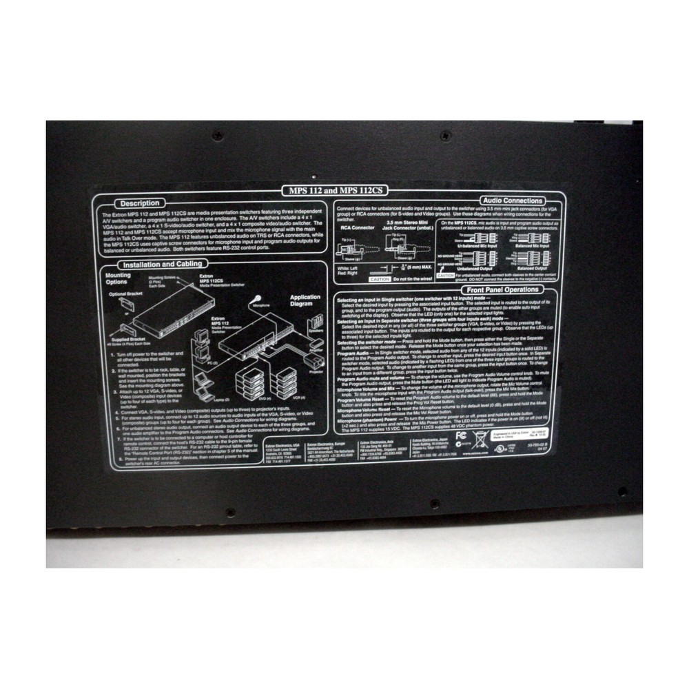 Extron MPS 112 350 MHz Media Presentation Podium/Rack Mountable Switcher