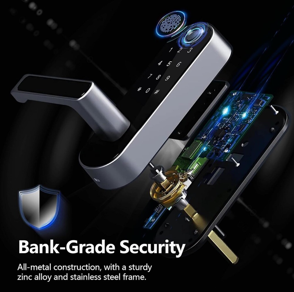 Keyless Fingerprint Smart Door Lock with Code Passcode & Door Handle App Control