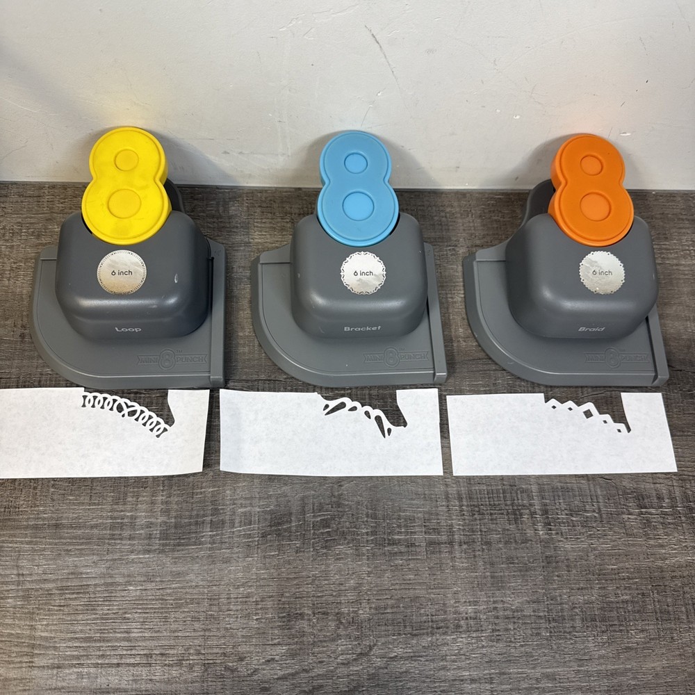 3x We R Memory Keepers Paper Punches Mini 8 Edge Punch Loop, Bracket, Braid 6”