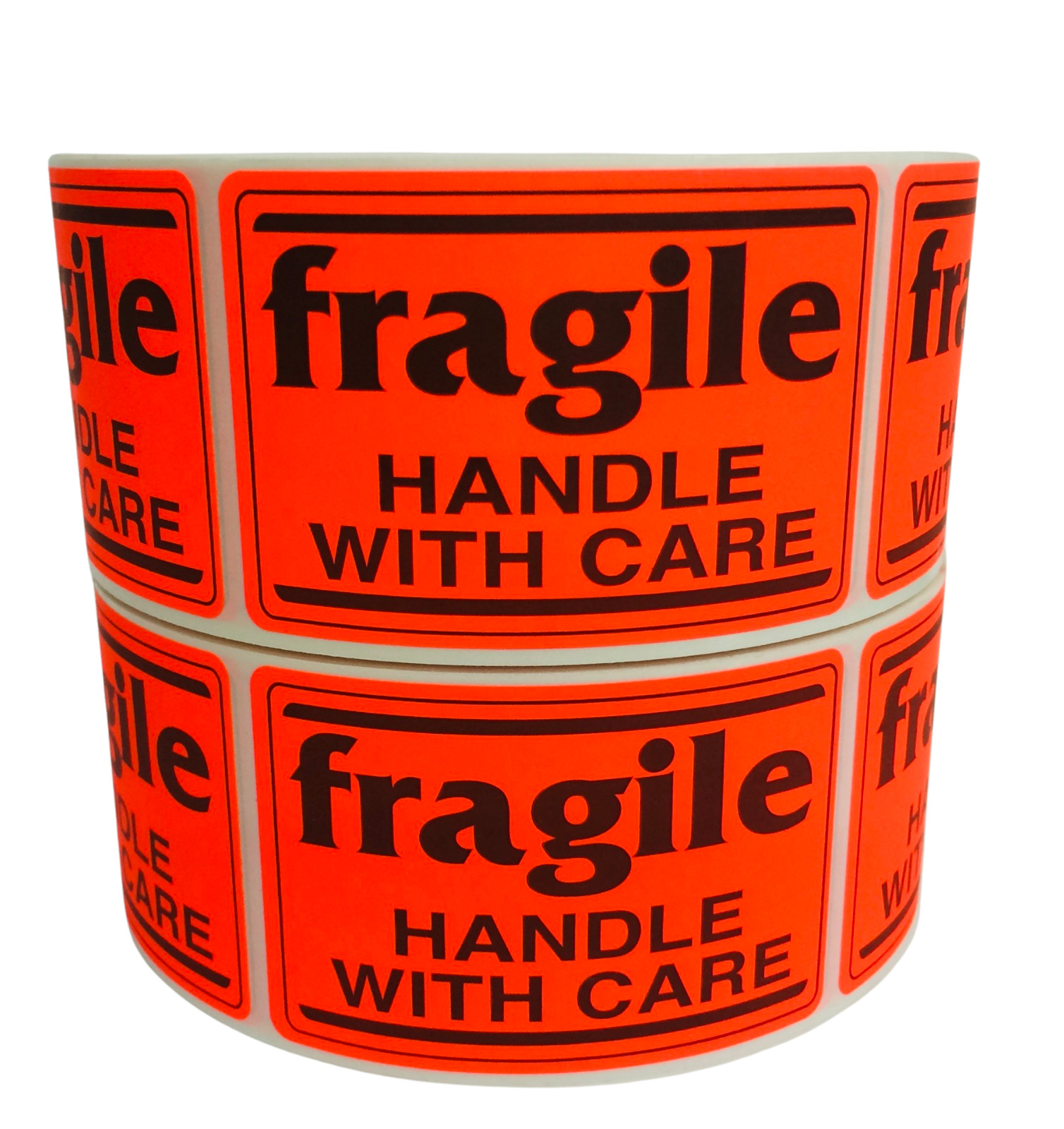 2x3, fragile/HANDLE WITH CARE, Br/Red 500 labels per roll, 1-40 RLS