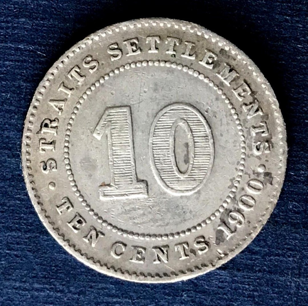 🇲🇾 1900 Straits Settlements 10 cents coin 🇲🇾
