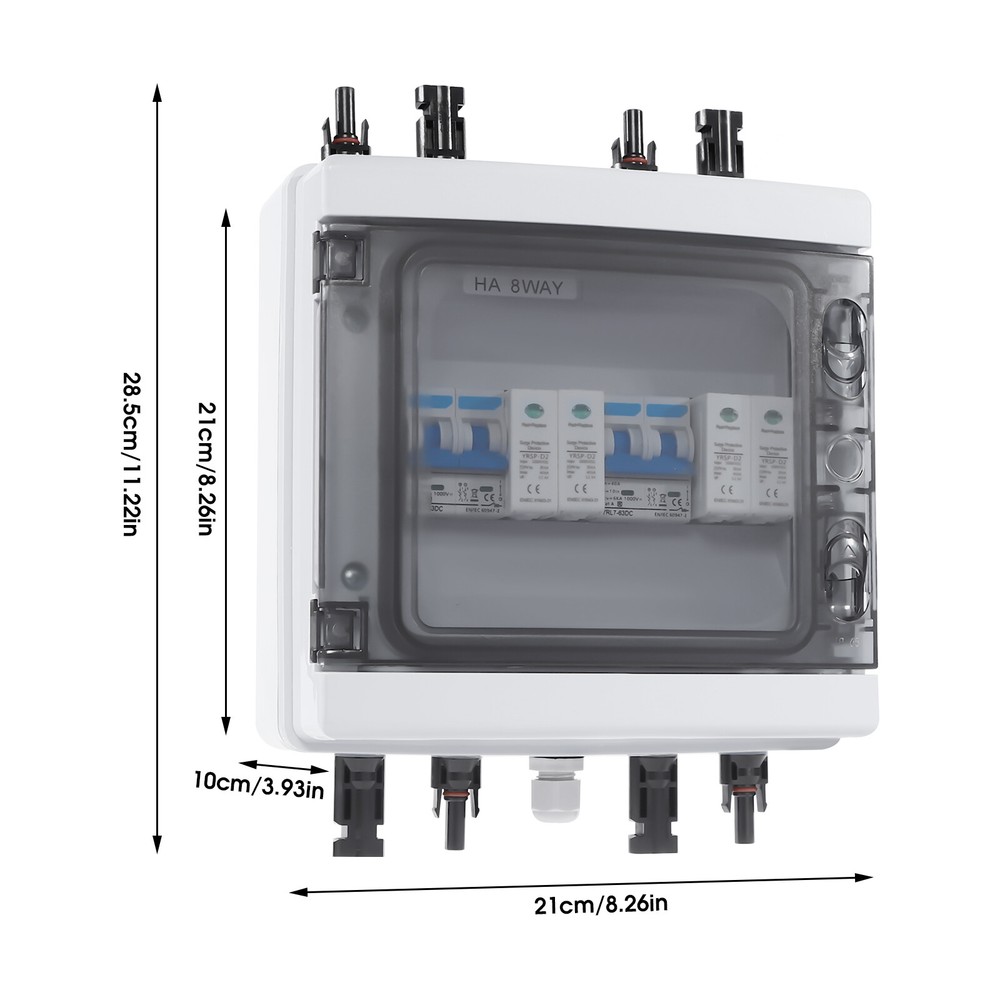 2 Strings Solar Combiner Box FIT Solar Panel Disconnect Switch Circuit Breaker