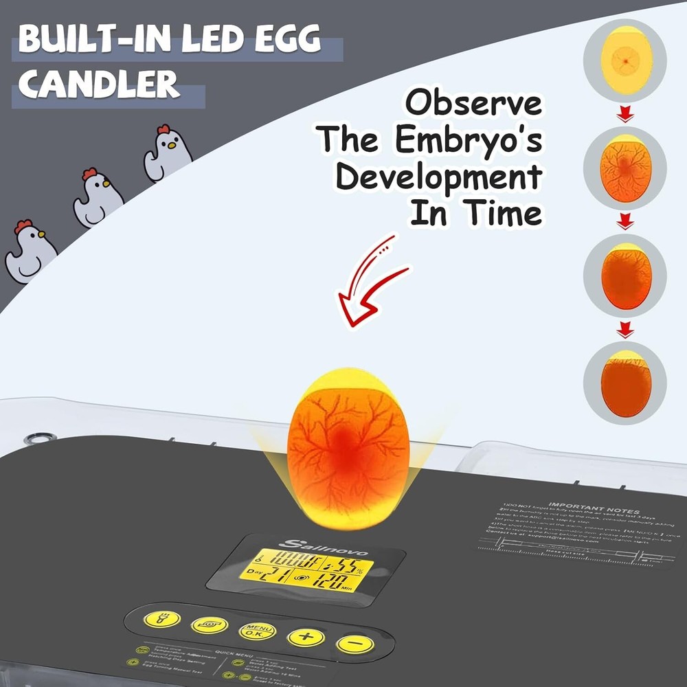 70 Egg Incubator for Hatching Eggs w/Automatic Egg Turning Temperature Control
