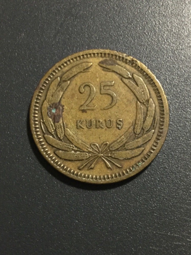 Turkey, 1955 25 Kurus Coin