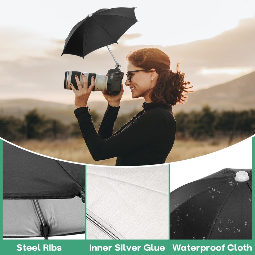 Camera Umbrella, 10.6 Inch Sunshade Camera Protector Waterproof Cover, Black