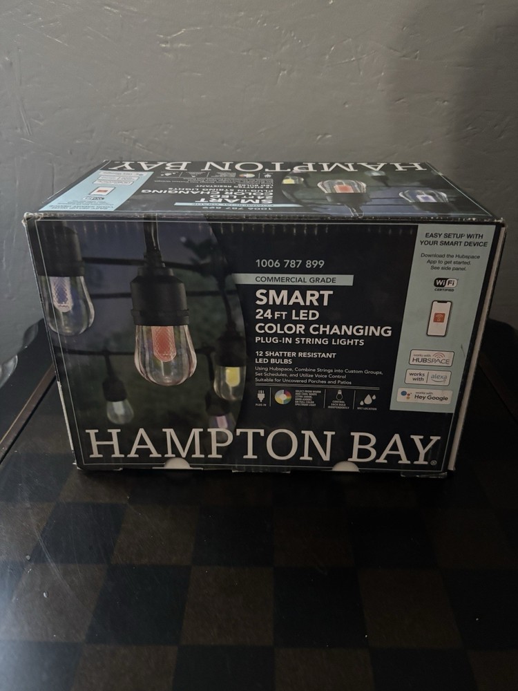 Hampton Bay Smart Color Changing Indoor/Outdoor String Light 24ft NIB