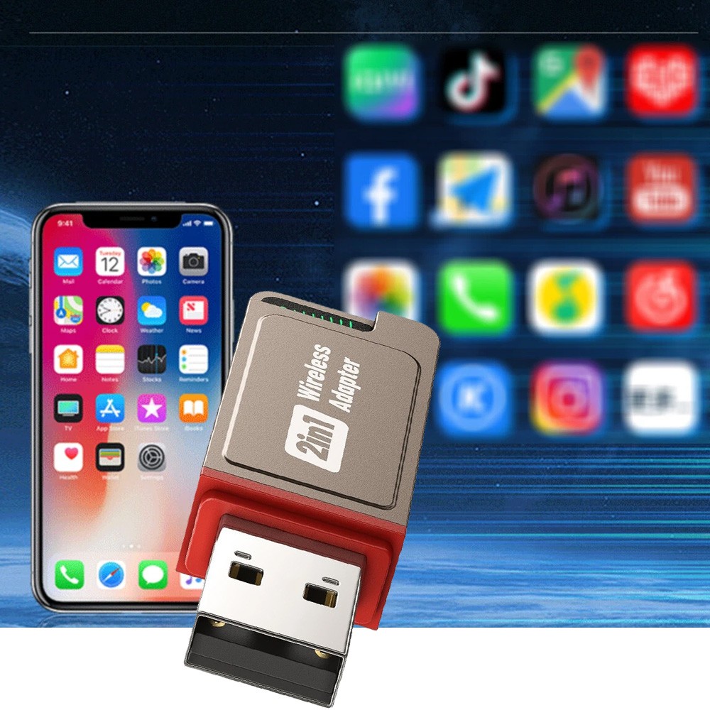USB Wireless CarPlay Adapter For iPhone Apple Wireless Dongle Plug ＆ Play 2Pack