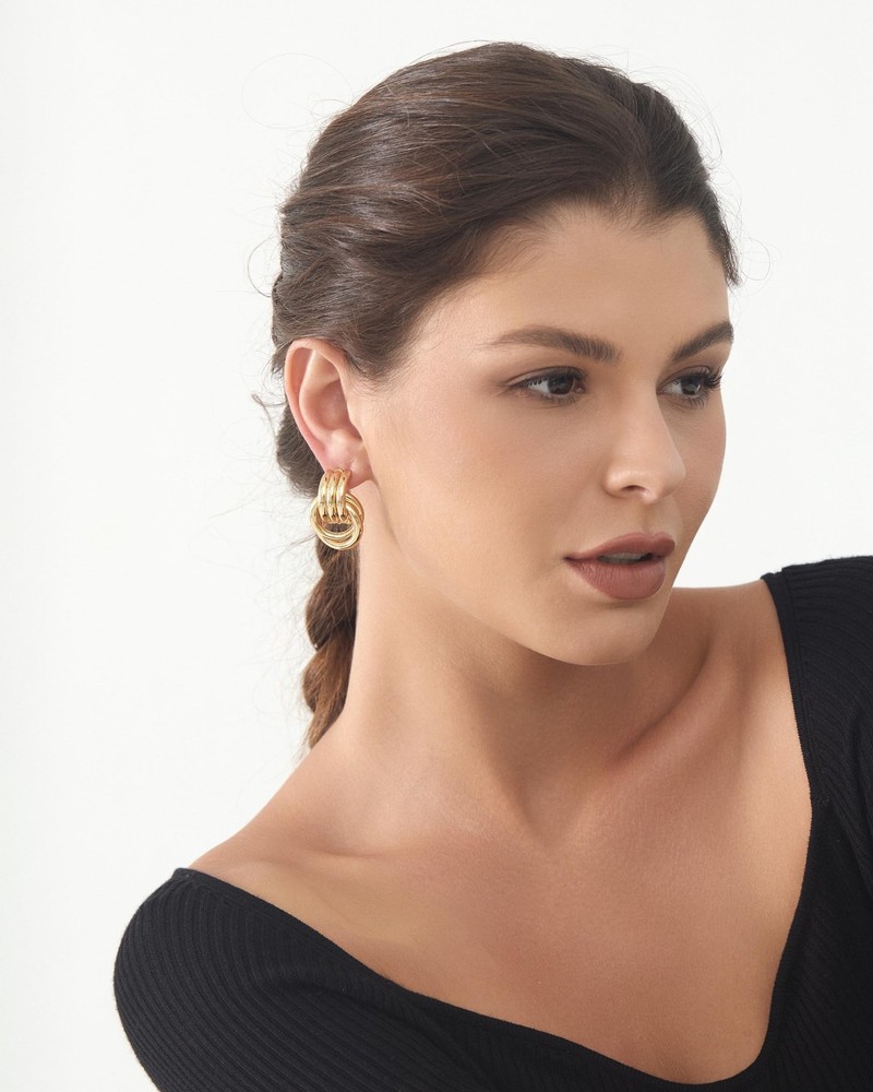 Knot Link Circle Geometric Drop Dangle Earrings, Circle Geometric Drop Dangle...
