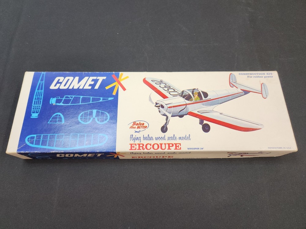 Vintage Balsa model plane kit Comet Ercoupe 3407 24" span
