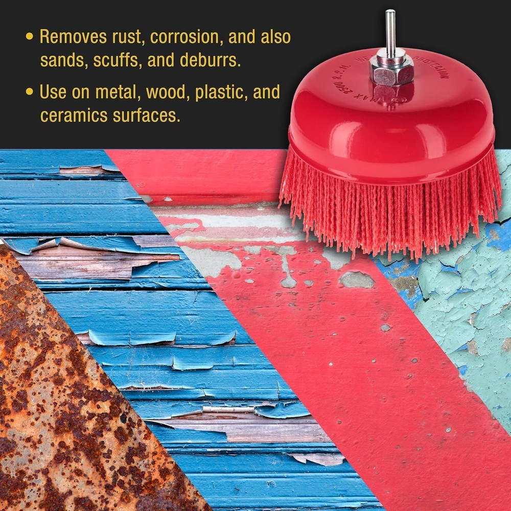 6" Abrasive Nylon Cup Brush with 5/8" 11 Thread for Efficient Material Removal
