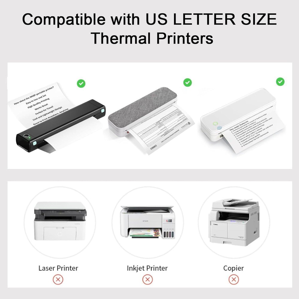 Thermal Printer Paper 8.5" x 11" Folded Continuous Folding Paper, 100 Sheets
