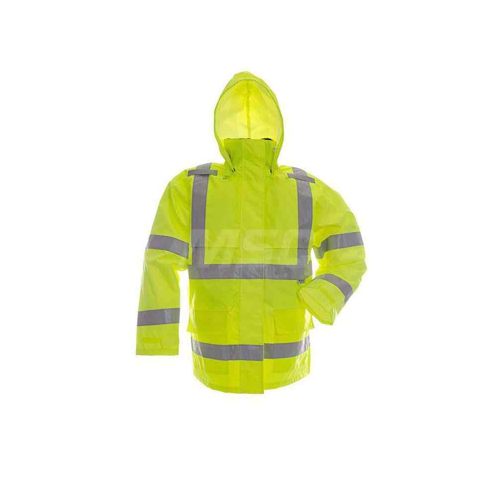 Viking D6323JG-M Rain Jacket: Size M, Polyester High Visibility Green