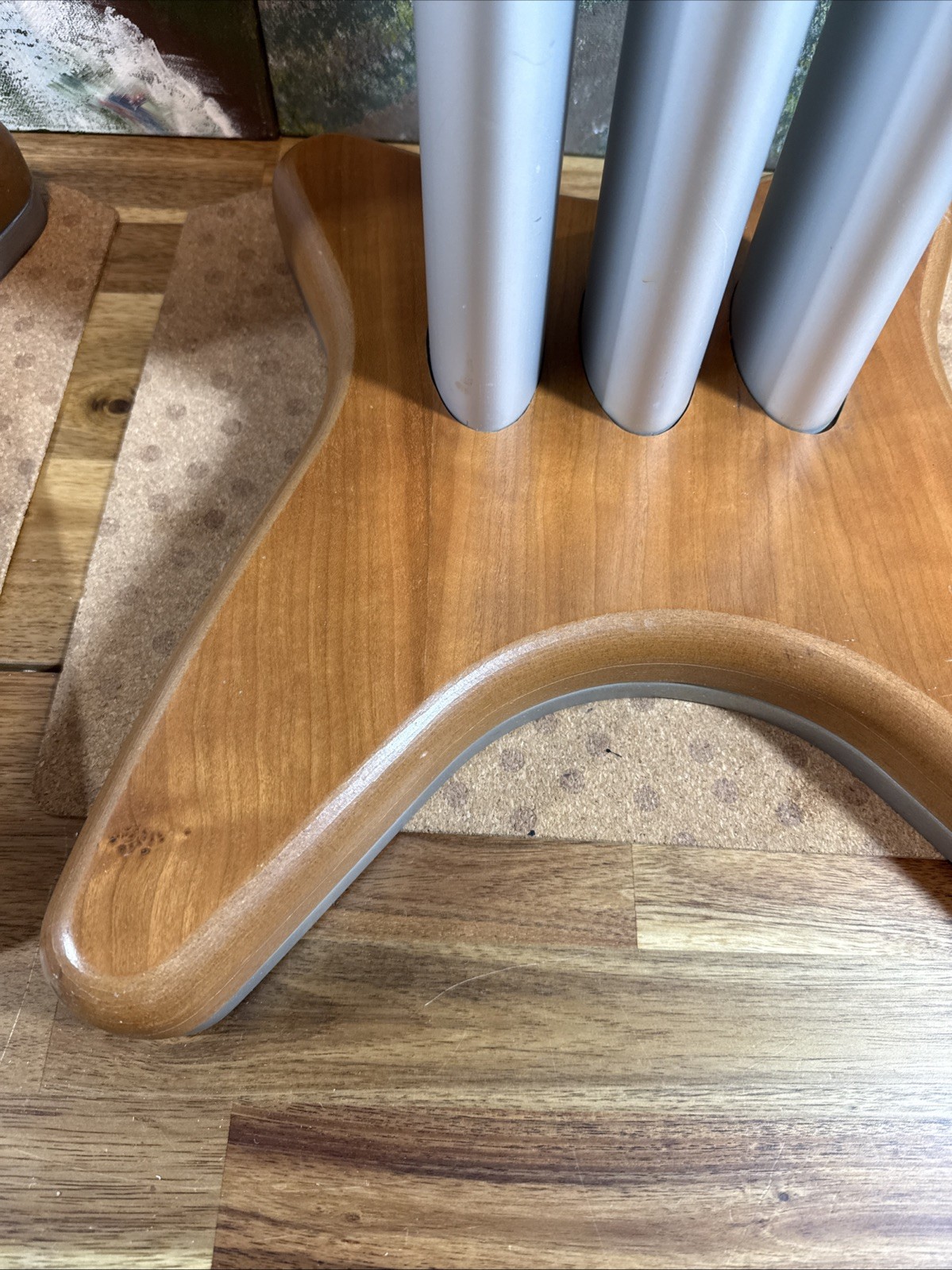 speaker stands pair Metal Wood Base Bookshelf Large Subwoofer Center Channel