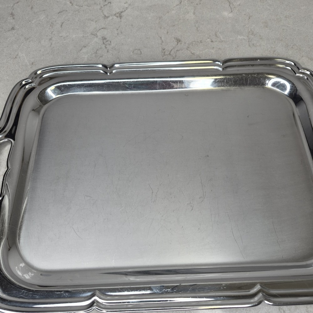 Farberware Stainless Chrome Scalloped Serving Tray Buffet Dinner Server 16”