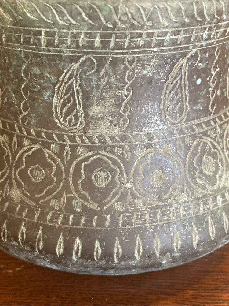 Antique Middle Eastern Engraved Copper Drinking Serving Vessel
