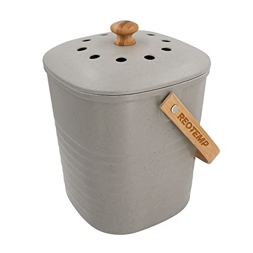 Bamboo Fiber Kitchen Compost Bin (Grey) Gray