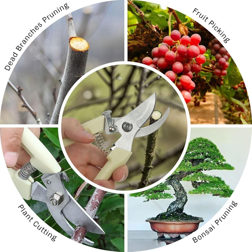 2Pcs Professional Pruning Shears (Include 1 Bypass Pruning Shears and 1 Straight