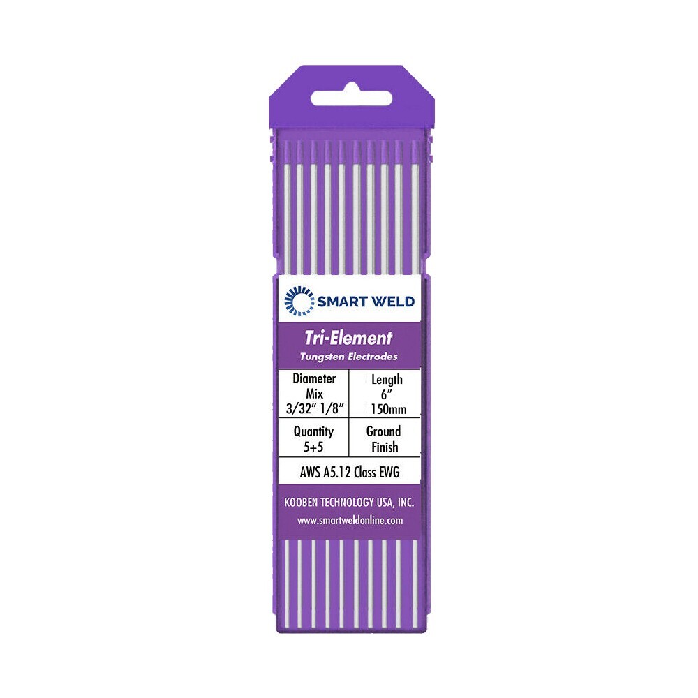Purple TIG Welding Tungsten Electrode Assorted 10 pack 3/32" 1/8" Tri Length 6"