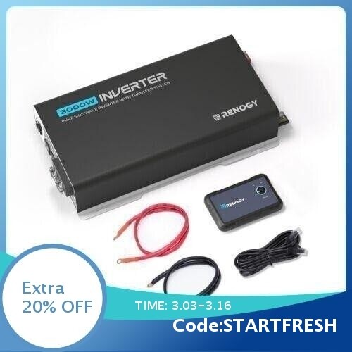 Renogy PUH 3000W Inverter with UPS Transfer Switch and Built-in Bluetooth