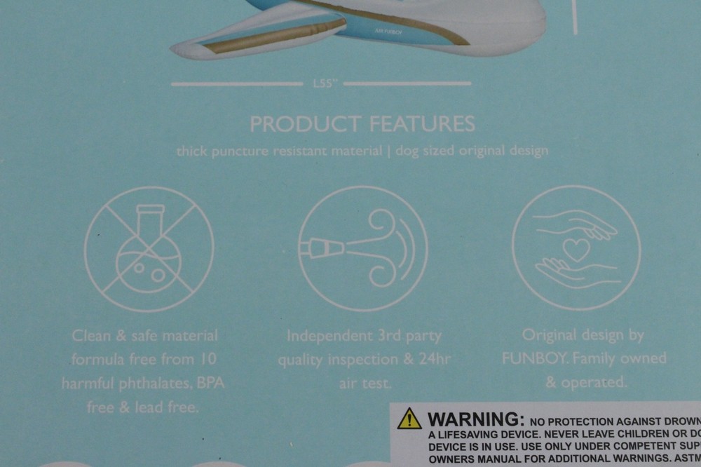 Funboy x Bark Private Jet Dog Float Pool Float 55"x17.5" NIB