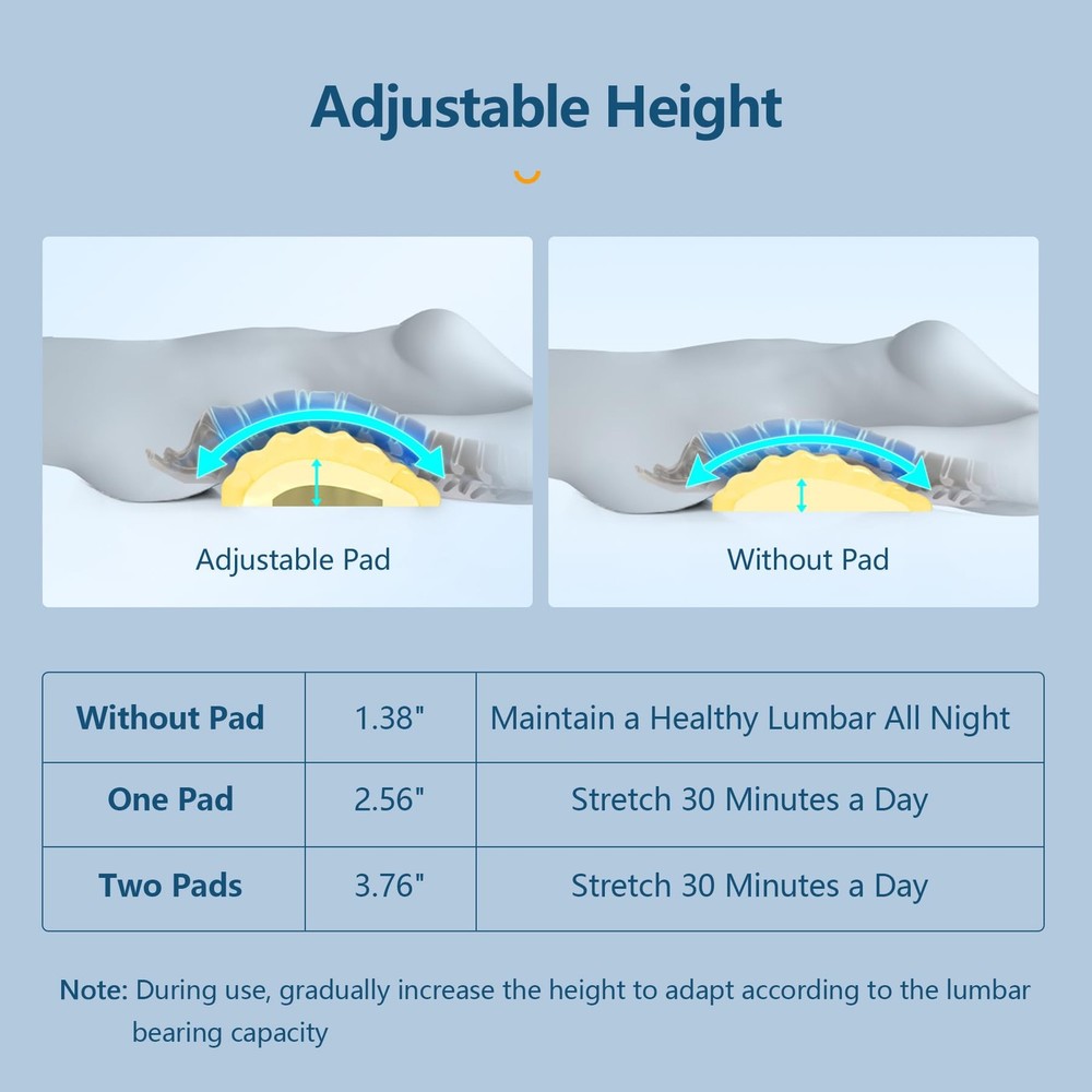 RESTCLOUD Adjustable Lumbar Support Includes a removable pad, Moon Grey