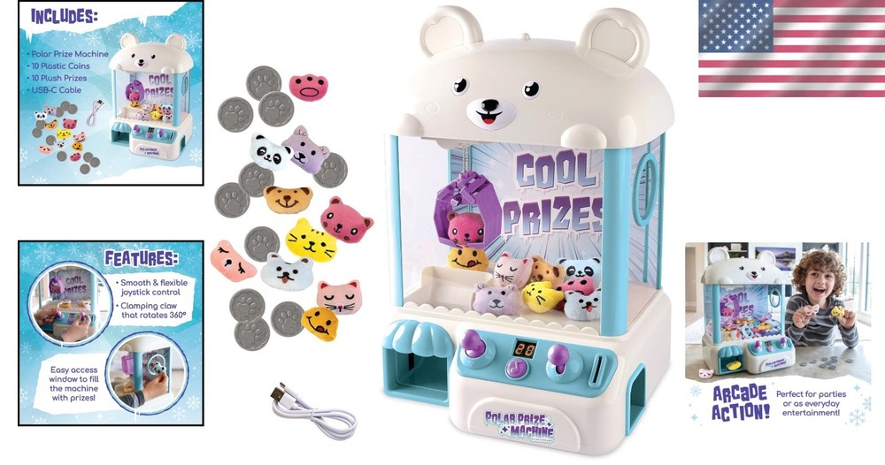 Polar Bear Prize Machine Crane Game - Electronic Arcade Game Machine for Ages...