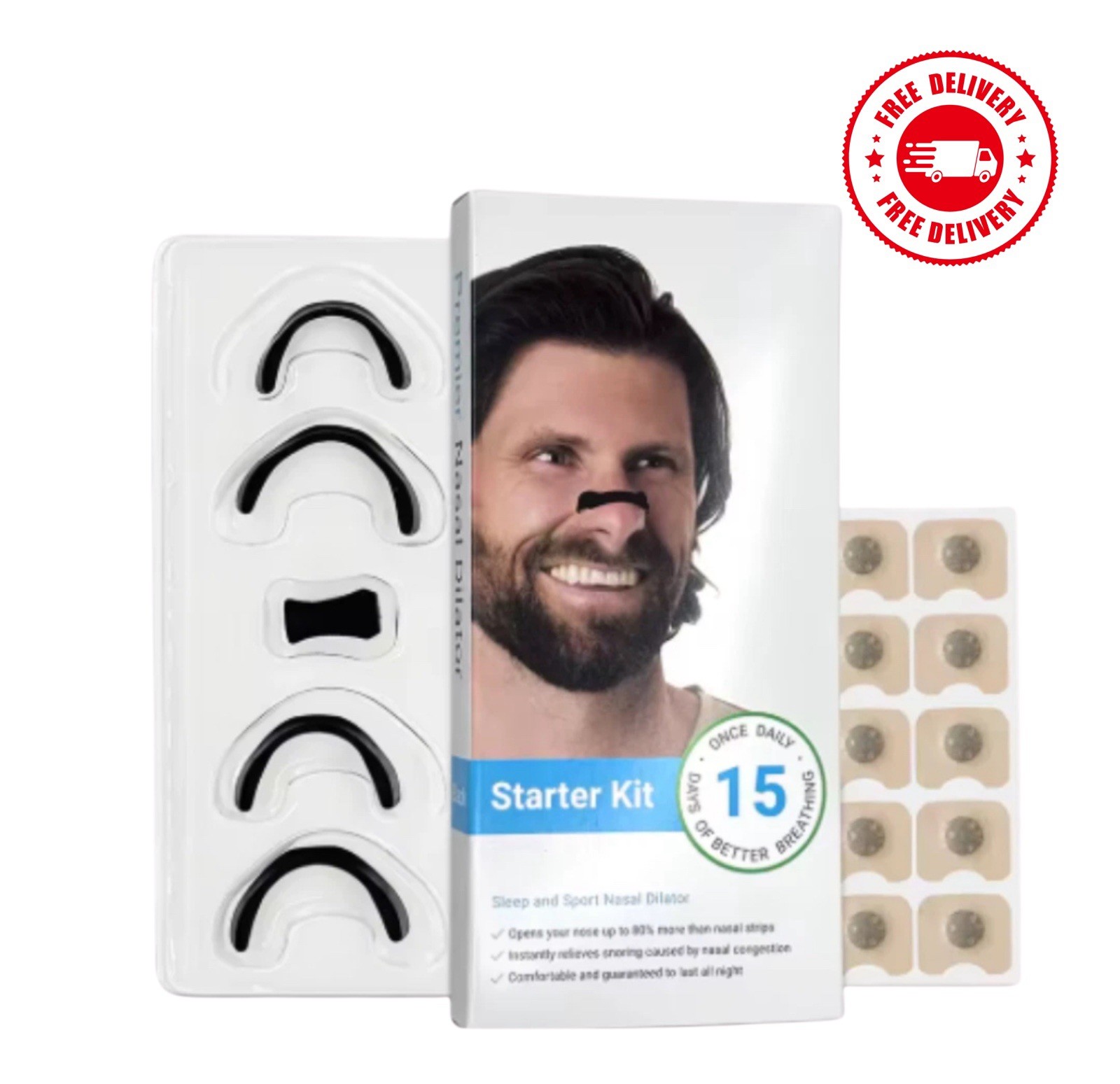 Nasal Breathe Easy kit, 30 day supply latex free for snoring and open nasal good