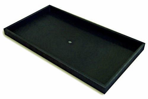2 Black Plastic Utility Display Storage Stackable Trays 14 3/4" x 8 1/4" x 1"
