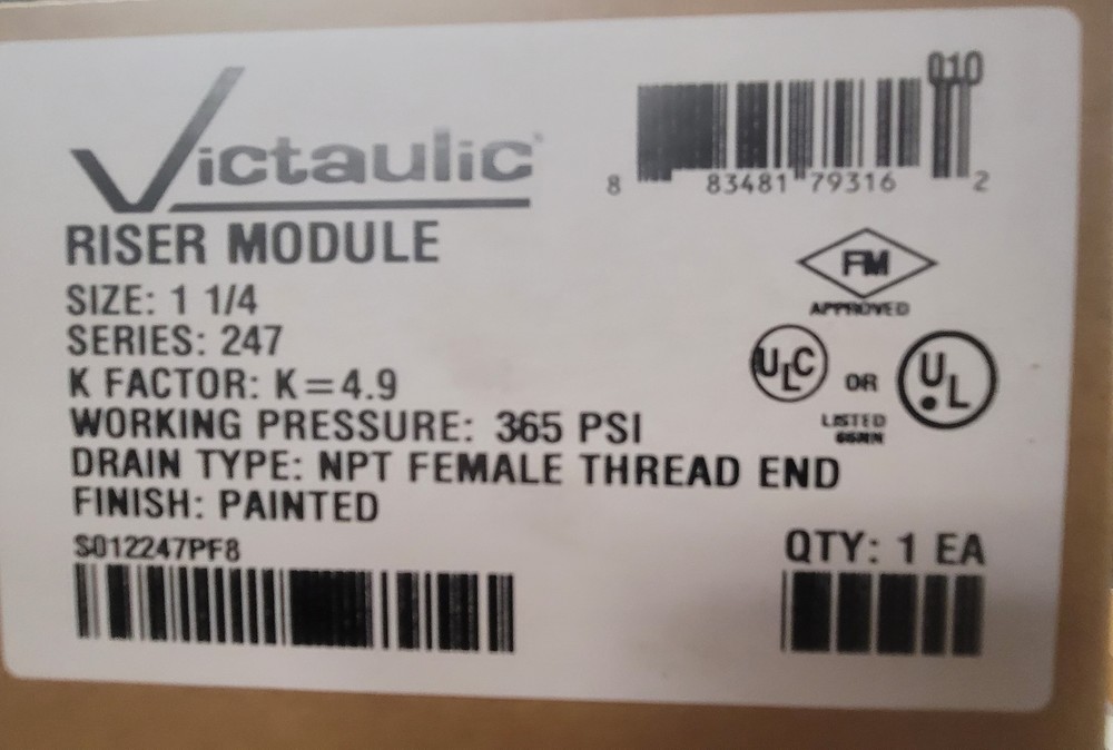 Victaulic Series 247 FireLock™ Residential Zone Control Riser Module Assembly