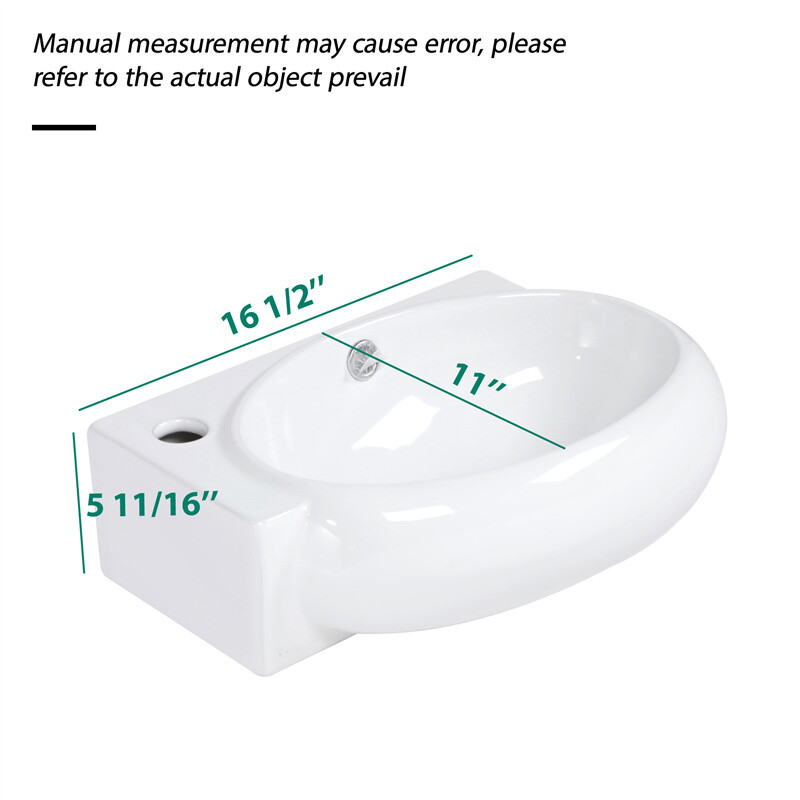 Small Wall Mount Vessel Sink Rectangle Sink White Ceramic Bathroom Sink