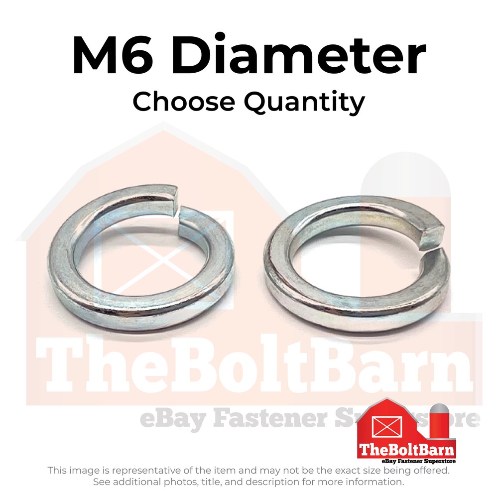 M6 Class 12 High Collar Split Lock Washer Zinc Clear (Pick Quantity)