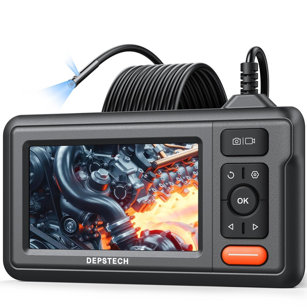 Dual Lens Borescope Camera with Light, HD Endoscope, 4.3'' IPS Screen, Inspec...