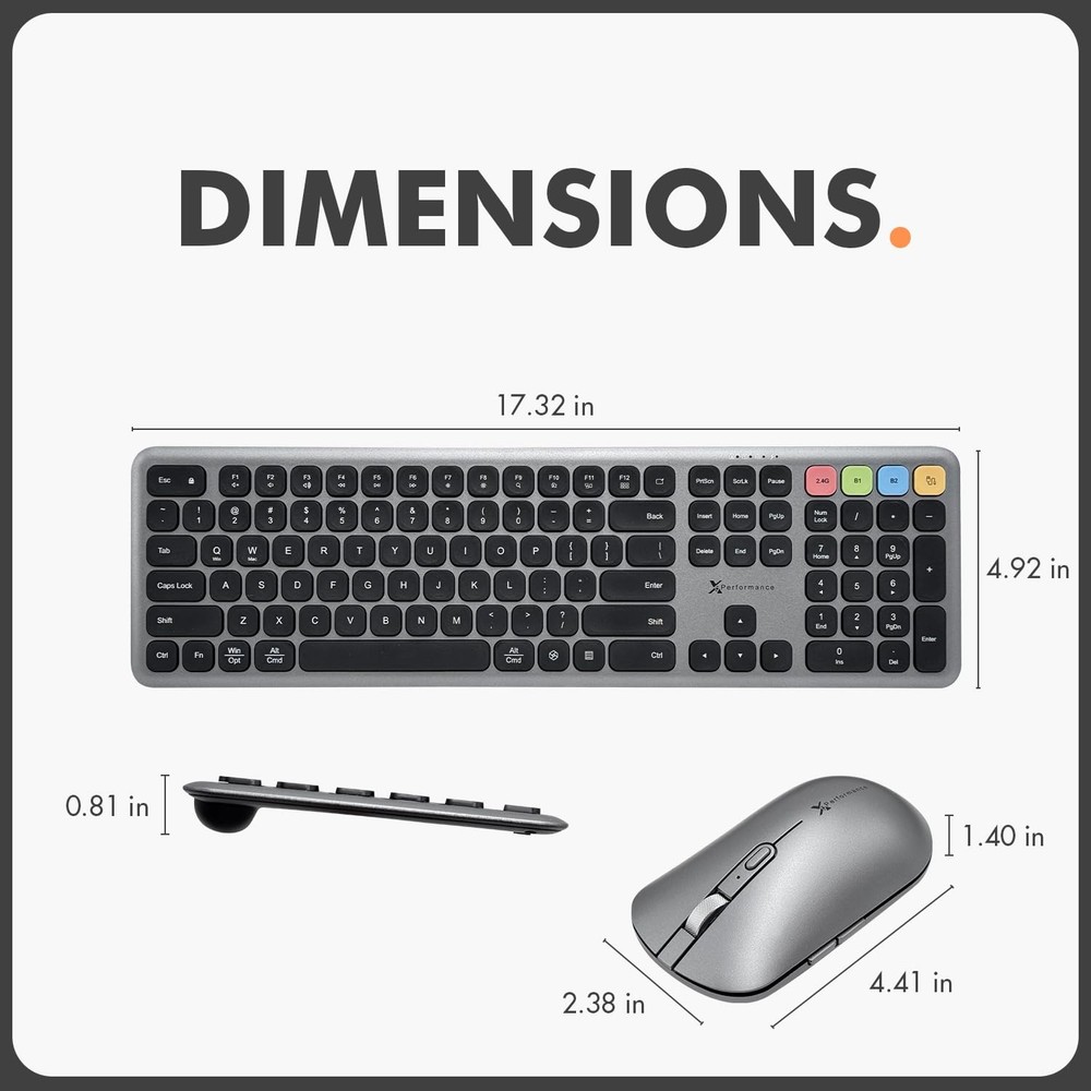 X9 Bluetooth Keyboard and Mouse Combo (Bluetooth, 2.4Ghz, USB C Wired) - Slim...