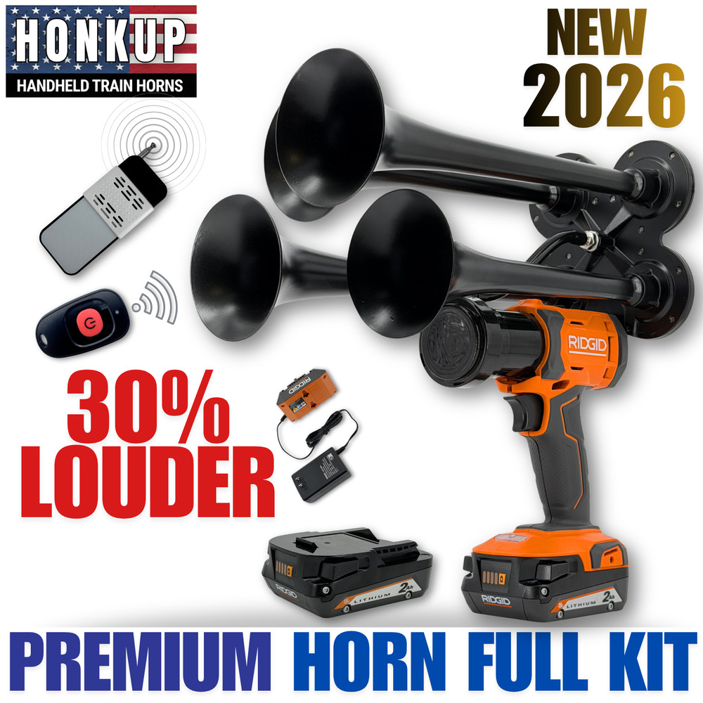 Premium Ridgid Impact Handheld Train Horn | Full Kit + Two Remote Controls