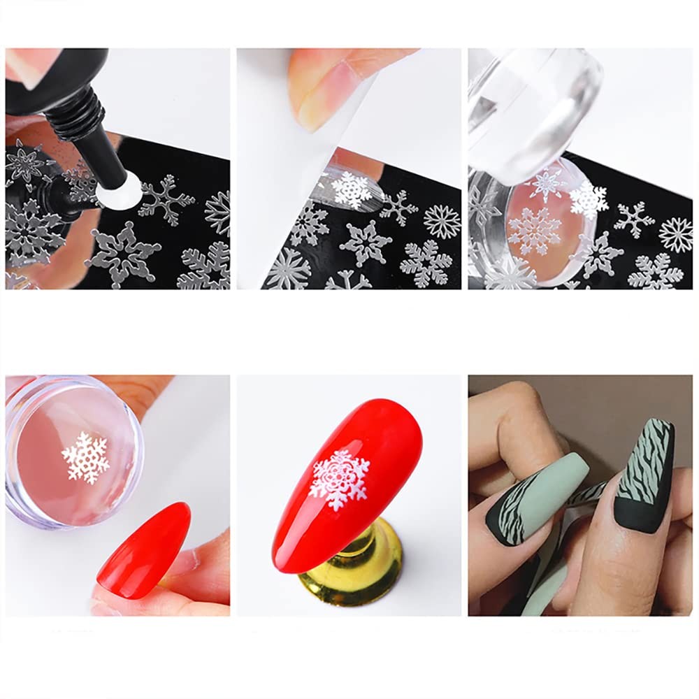 Silicone Head Nail Stamp Set with Scraper French Nail Art Template DIY Tool Lot