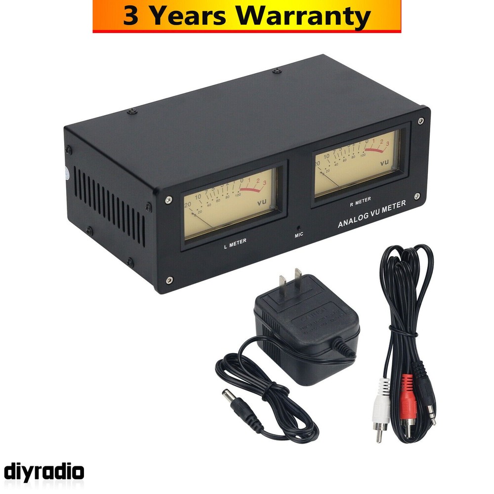 Black MIC-73 Voice Control Square Analog VU Meter Wire-free +LED Warm Backlight