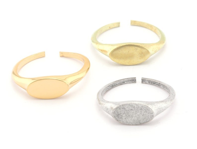 3 pcs Minimalist Ring Adjustable ring base blank settings tag ring rawbrass 2895