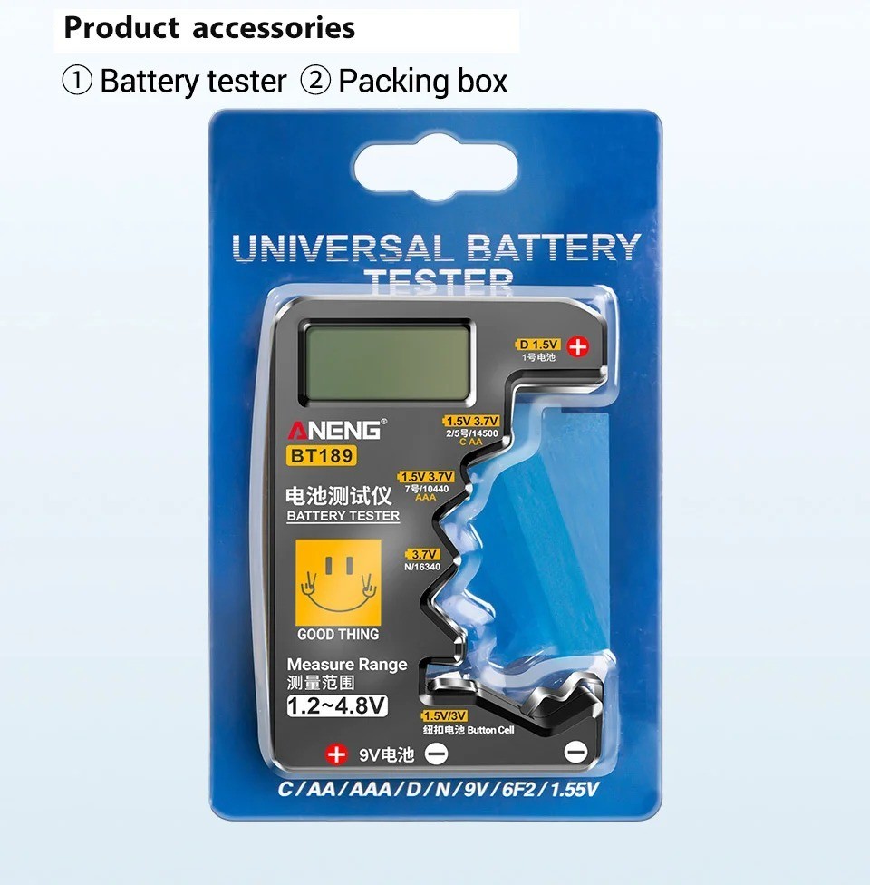 Universal LCD Battery Tester 9V N D C AA AAA Button Cell Detector DIY Gift