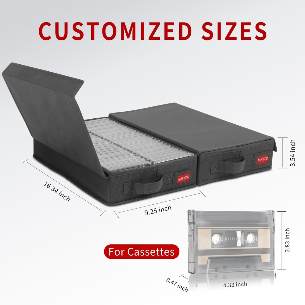 Stackable Tape Storage Boxes - Dust-proof Racks with Lid - Audio Cassette Hol...