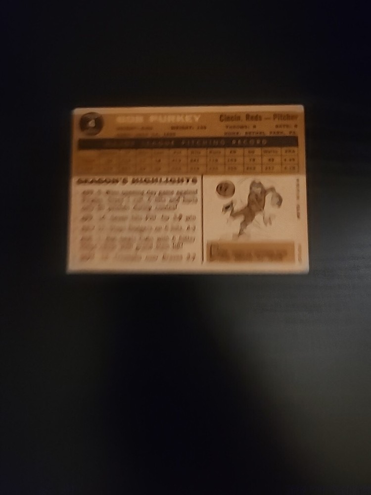 BOB PURKEY Signed 1960 Topps #4 Reds