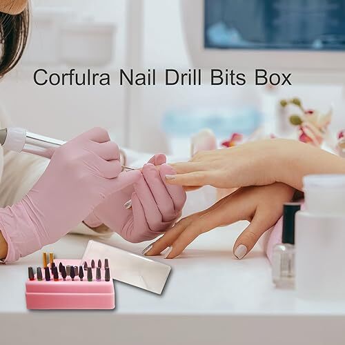 Portable Nail Drill Bits Holder Dustproof Storage Container Box with 100 Holes