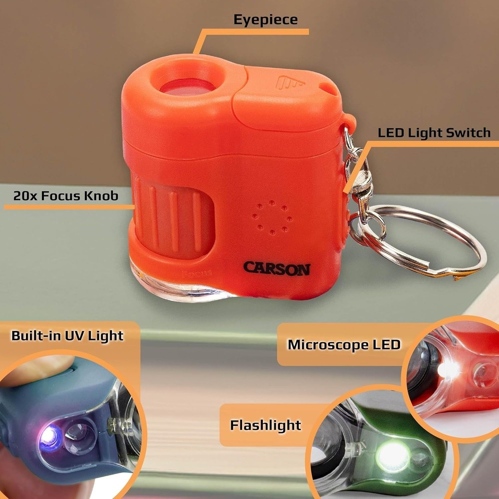 MicroMini 20x Compact Microscope with UV LED - Perfect for Students & Educators