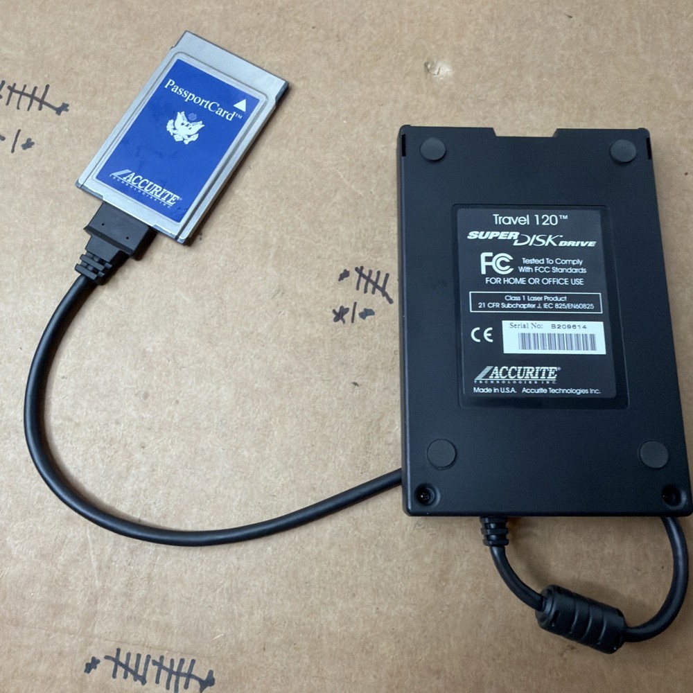 Super Disk Drive Tavel 120 Passport Card MB Floppy Untested