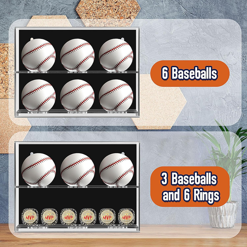 Acrylic Baseball Display Case Wall Mounted Display Holder Shadow Box Clear Baseb